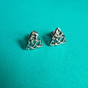 925 Sterling Silver Triquetra Trifecta Celtic Earring Studs New